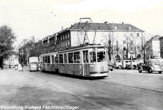M2.63 768 und Beiwagen m3.64 1662, Linie 8 Klner Platz, 17.04.1957; 
Sammlung Richard Feichtenschlager