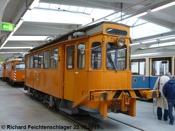 G1.8-Tw. 2973 mit Eisenbahnkupplung und -puffer, MVG Museum, 22.10.2017; Foto:  Richard Feichtenschlager